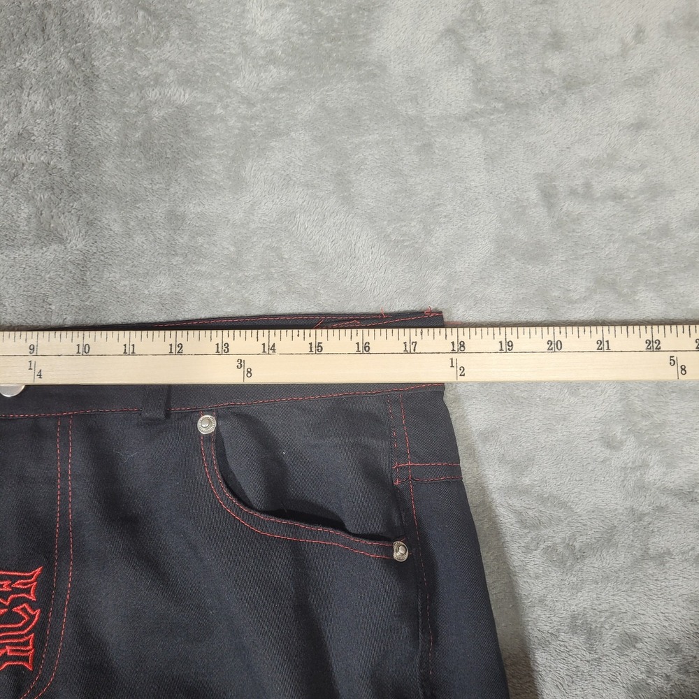 Heaven Can Wait Pants Mens 40 Black Red Embroidered Skeleton Graphic Streetwear - Picture 3 of 12